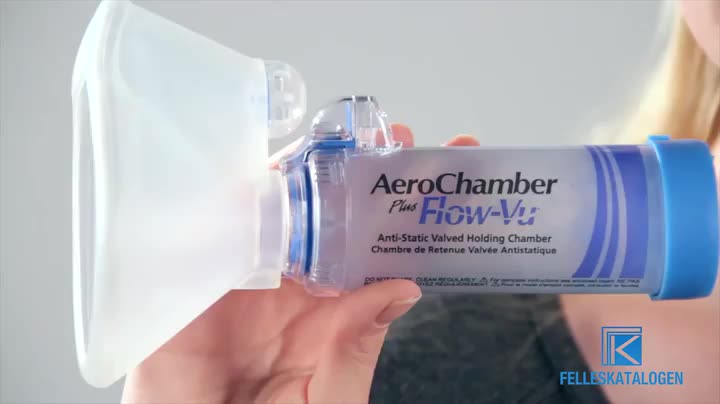 Instruksjonsfilm for bruk av AeroChamber Flow-Vu med maske
til voksne