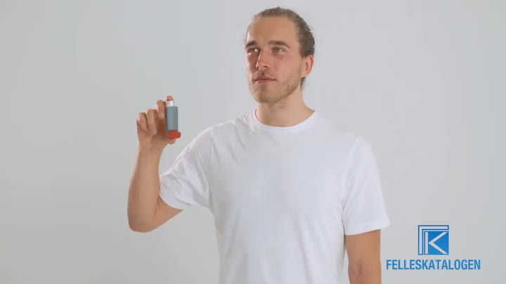 Instruksjonsfilm som viser bruk av Inuxair inhalasjonsaerosol.