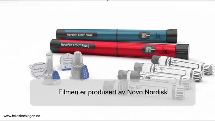 Instruksjonsfilm for bruk NovoPen Echo Plus - digital flergangspenn
til insulininjeksjon.